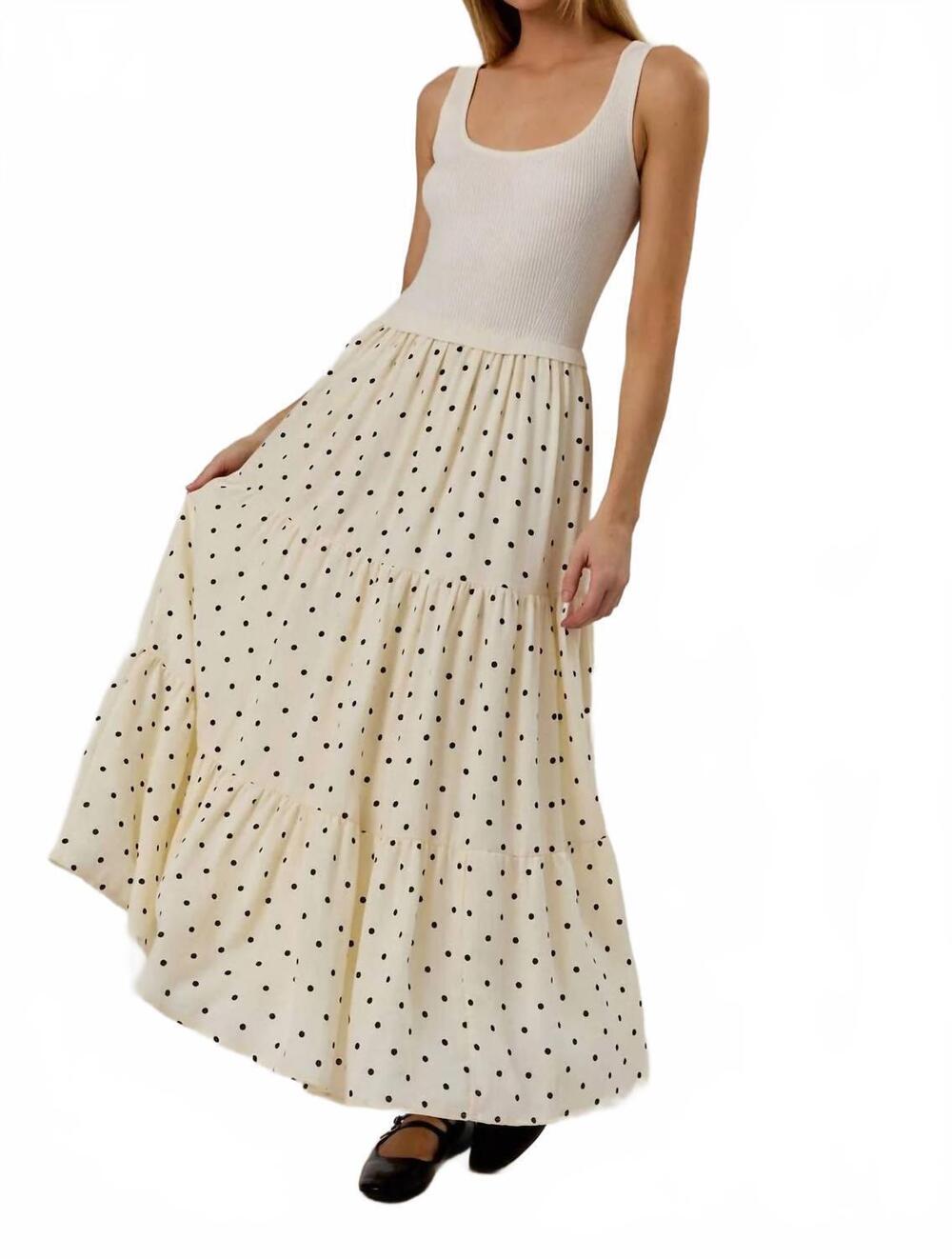 NEW SUNDAY EDITION mixed media dotted dress in cream